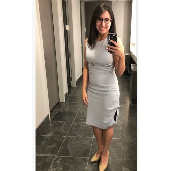 Milly Sherry Sleeveless Ruched Mini Dress in Cloud Blue 2 Womens - Picture 8 of 12